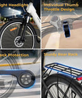 Adult Electric Bike For Daily City Hops, 26 Inch Step-Through Ebike With 350W Brushless Motor, 750W Peak Power, Top Speed Up To 20 MPH, 30-50 Mile Range, Removable Waterproof Battery, Smooth And Easy Ride, front wheel and rear rack detail