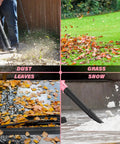 Cordless 20V leaf blower in pink used for clearing dust, grass, leaves, and snow, featuring turbo mode, dual speed adjustment, copper motor.