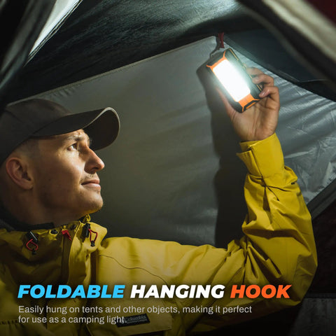 Two Pack LED Rechargeable Magnetic Work Light With 1500 Lumens, Three Modes, USB C Charging, Hanging Hook, Hands Free Magnetic Base