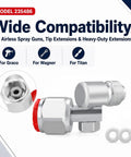 3 Pack Airless Spray Gun Swivel Joint 7/8 Inch Thread for Airless Sprayers, 180 Degree Swivel Adapter, Replacement 235486 Compatible With Graco Titan Wagner And More. Silver metal swivel joint for airless spray gun