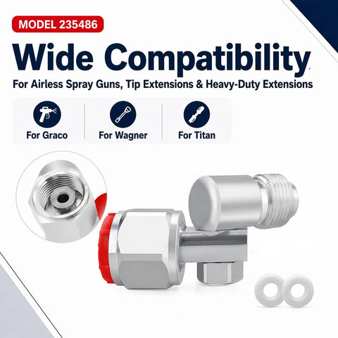 3 Pack Airless Spray Gun Swivel Joint 7/8 Inch Thread for Airless Sprayers, 180 Degree Swivel Adapter, Replacement 235486 Compatible With Graco Titan Wagner And More. Silver metal swivel joint for airless spray gun