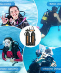 Divers using Twin 1.9L Scuba Tank Kit, 3.8L Portable Back-Mounted Dive Cylinder With S700MAX Regulator for shallow water dives.
