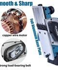 Close-up view of Heavy Duty Cordless Electric Hand Planer, 850W Brushless Wood Plane, showcasing copper motor and aluminum base.