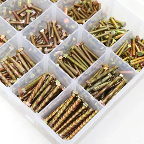 Heavy Duty Bolts And Nuts Kit With 1600Pcs M4 M5 M6 Grade 8.8 Alloy Steel Fasteners, Flat And Lock Washer Set in storage box