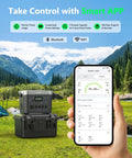 Infinity 2000 Pro Portable Power Station 2048Wh LiFePO4 Battery with smart app interface displayed outdoors