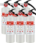 Six Pack 2.5 Lb Abc Dry Chemical Fire Extinguishers on display with usage instructions and safety details for emergency preparedness.