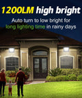 Family walking under 2 Pack Solar Flood Lights Outdoor Dusk To Dawn Auto On Off IP65 Waterproof Solar Powered Security Lights on house