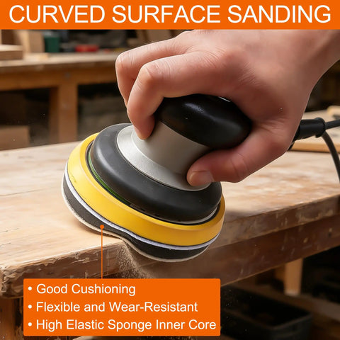 Diamond Shape 5 Inch Sanding Discs Kit With 80 Pack 8 Hole Hook And Loop Sandpaper Set Pro Grade Interface Pad on curved wood