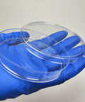 Sterile Plastic Petri Dishes With Lids For Mold Testing And Microbiology Experiments 150 X 15mm Agar Plates Pack Of 10 Ideal For Cell Culture And Mycology Gear, held in gloved hand
