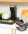 36 Pod Single Serve Coffee Pod Drawer Organizer For Your Countertop With Removable Dividers, Metal Build With A Slick Black Finish