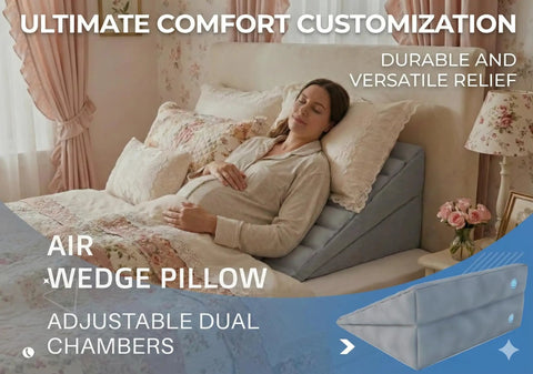 Chillax With This Awesome Adjustable Inflatable Wedge Pillow From Boyd Sleep, featuring a blue pillow with dual chambers.