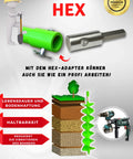Earth Drill Adapter for Cordless Drills and Augers with Hex Chuck shown with durability features and drilling layers.
