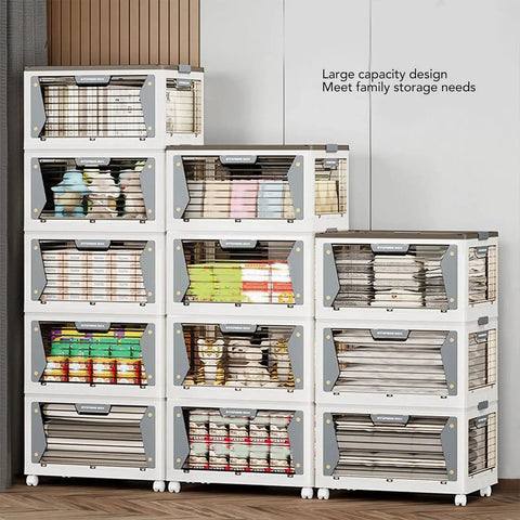 Crystal Clear Stackable Storage Bins With Secure Snap Cover Lids Collapsible Plastic Closet Organizers Reusable Fold Down Design Hella Durable Dorm Room And Pantry Essentials 3 Pack Premium Solution For Quick Home Makeovers