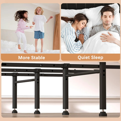 Heavy Duty Bed Frame Support System Universal Adjustable Center Support Beams under bed for stable support and quiet sleep.