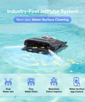 Sora 70 Pool Vacuum Robot With 360 Degree Top To Bottom Cleaning in water demonstrating JetPulse system and water-surface cleaning.