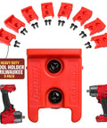 9 Pack Tool Holder for M18 and 18V Cordless Tools, Snap Fit Tool Organizer for Drill Holder, components and drills shown