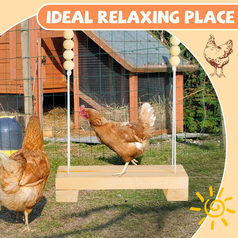 40cm Natural Wooden Chicken Swing Perch With Iron Monkey Decoration And Durable Rope for backyard birds and coop boredom cure