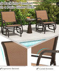 Comfy Outdoor Swing Glider Chair With Iron Frame And Cushioned Fabric Non Slip Feet Patio Rocker For Porch Garden