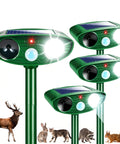 Solar Ultrasonic Deer Repellent Device With Motion Sensor Deterrent For Your Yard Protect Plants From Deer Rabbits Squirrels And Other Wildlife For Easy Install And Weather Resistant Outdoor Use, 4-pack
