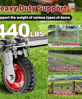 Heavy Duty Gate Wheel 6 Inch Fits Metal Tube Gates One And One Quarter Inch To Two And One Quarter Inch OD Anti Slip Tire Grade Rubber Ball Bearing Caster For Farm Fence Swing Gates 440 Lb Capacity Red installed on tube gate