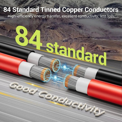 Cross-section of 10 AWG Solar Panel Wire 2x50ft 6mm2 Solar Extension Cable Red And Black 84 Strands Tinned Copper PV Wire