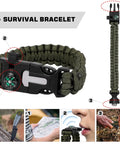 Heavy Duty 26oz Rockhounding Kit With 12-Inch Folding Multitool Shovel Survival Bracelet featuring compass and whistle.