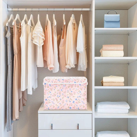 Game Changing Foldable Storage Bin With Ergonomic Handles And Lock Down Lid For Bedroom Organization Heavy Duty Collapsible Organizer Box in a closet.