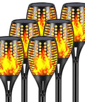 Upgraded Solar Torch Lights With Adjustable Heights 32.6 Inches Or 43 Inches, Waterproof Outdoor Dancing Flame Garden Lights, 6 Pack