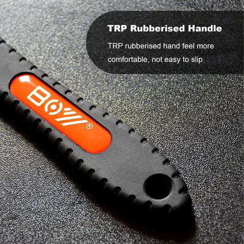 Close-up of Bicycle Cone Wrench Set Slim Jaw Bike Cone Spanners 13 14 15 16 17 18 19mm TRP rubberised handle for grip.