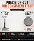 End Caps For 1.25 Inch Nominal Pipe In A36 Steel, CNC Precision Cut, 0.120 Inch Thick, 1.543 Inch Diameter, Weld On
