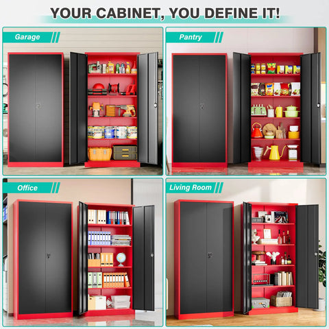 Heavy Duty Metal Storage Cabinet With Locking Doors 72 Inch Tall Wide And Deep Garage Organizer With Adjustable Shelves