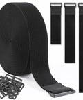 Heavy Duty 1.5 Inch By 20 Foot Cinch Straps Nylon With 25 Buckles Cut To Length Reusable Black Hook And Loop Cable Ties