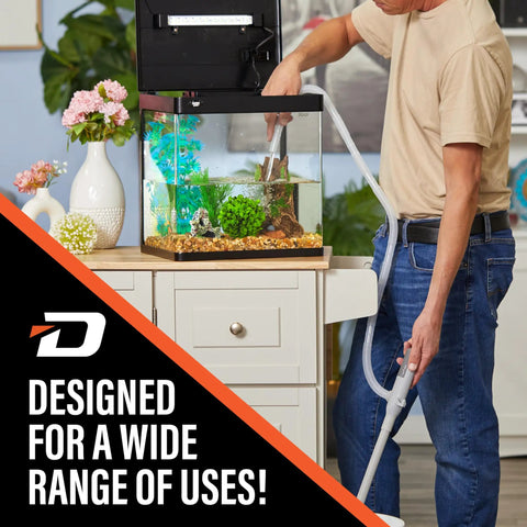 Battery Powered Stick Transfer Pump With Aa Batteries And 39 Inch Hose Flows Gas Or Diesel Smoothly At 2 6 GPM, used in aquarium maintenance.