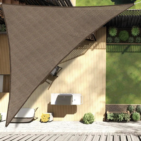 8 By 8 By 11 Foot Triangle Sun Shade Sail Canopy For Outdoor Patio Backyard Deck Garden Brown Durable Breathable UV Blocking Shade Cloth