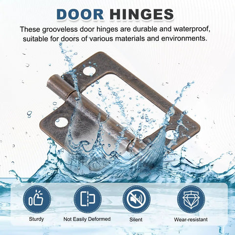 Hella Sturdy 3 Pack Non Mortise Door Hinges Two By One Inch Bifold Butts With Red Copper Finish in water showing durability.