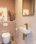 Wall Mounted Bathroom Sink 15x7 Inch Small Ceramic Rectangular Vessel Basin With Right Hand Faucet Hole in modern bathroom