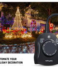 Outdoor Timer Outlet With Dusk To Dawn Sensor, Weatherproof Exterior Power Switch, ideal for holiday lights setup