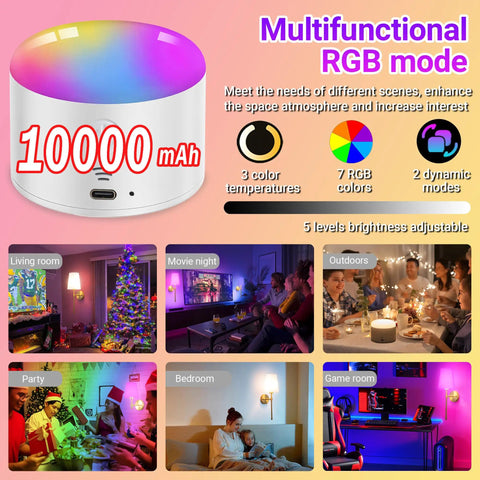 Battery Operated Wall Sconces Set Of 2 With Rechargeable Magnetic Bulbs, RGB Dimmable Wireless Bedroom Lights Up To 50 Hours Runtime, Sleek Brass remote fixture with multiple RGB color modes.