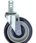 5 Inch Swivel Caster Set Of 4 Heavy Duty Polyurethane Wheels For Bun And Sheet Pan Racks with sealed bearings shown front view.