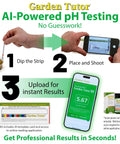 Infographic showing steps to use Soil pH Test Kit With 100 Strips And AI Web Reader For Quick Pro-Grade pH Checks In Lawn, Garden, Compost.