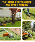 Tap And Go Trimmer Head Replacement For Husqvarna T35 in use on various terrains, shown in several trimming scenarios.