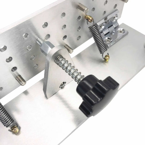 Heavy Duty Knife Beveling Jig With No Sweat Adjustment And Built Like A Tank 7075 Aluminum Body detail of adjustment knob and springs