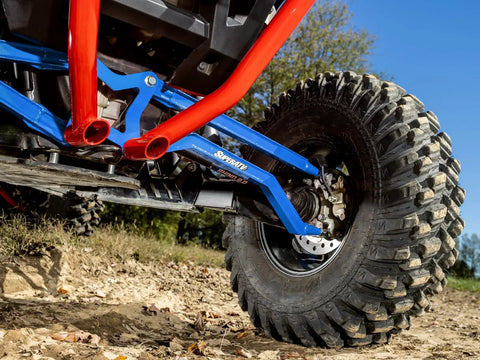 Heavy-Duty High Clearance Boxed Rear Radius Arms For Polaris RZR Models In Voodoo Blue Or Velocity Blue Finish, 4x Stronger Than Stock, Includes Hardware, Easy Install, Will Not Fit With Polaris Rear Bumpers, Fits 2014+ XP And XP 4 1000, RS1, blue rear radius arms on RZR