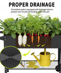 32 Inch Tall Raised Garden Bed With Wheel Planter Box showing plants, ergonomic handle, and dual-layer drainage system