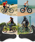 Collage of cyclists on various terrains with Lock On Mountain Bike Grips With Bar Ends and ergonomic grippy rubber handles displayed.