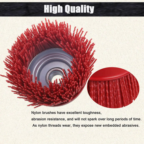 4 Inch Abrasive Filament Nylon Cup Brush For Angle Grinder 5/8-11 Thread, Nylon Wheel Brush For Grinders Removes Rust Paint And Corrosion