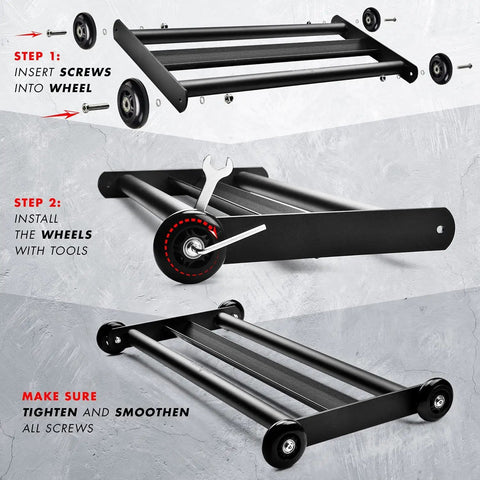 Assembly instructions for Glute Ham Glider For Home Gym Workouts with heavy-duty steel frame and smooth urethane wheels.