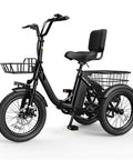 1200W Folding Electric Trike With Step Through Frame 48V 10.4Ah Removable Battery Three Wheel E Bike For Adults Up To 55 Miles Top Speed 18 MPH 18X3 Tires Smooth City Commute And Light Trail Riding, black step-through frame with front basket and rear cargo basket