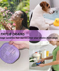 Hair Drain Catcher Square Drain Cover Made From Silicone With Strong Suction Cup, 2 Pack Purple for shower and kitchen