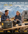 Couple using Jump1500X Portable Power Station With 828Wh LiFePO4 Battery, Solar Generator on camping table